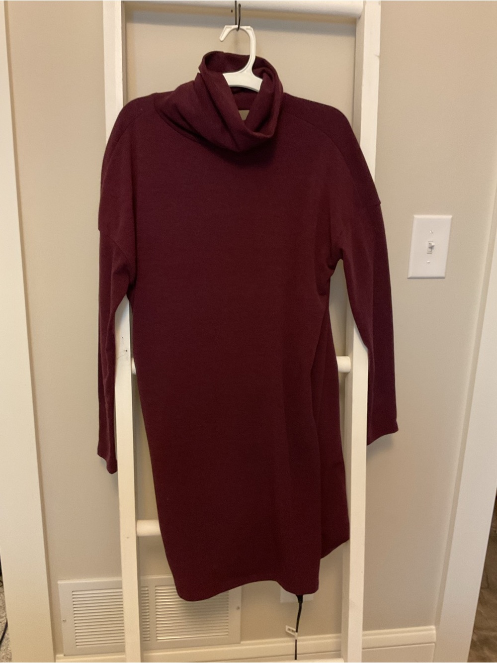 Everly Burgundy Backless Cowl Neck Sweater Dress